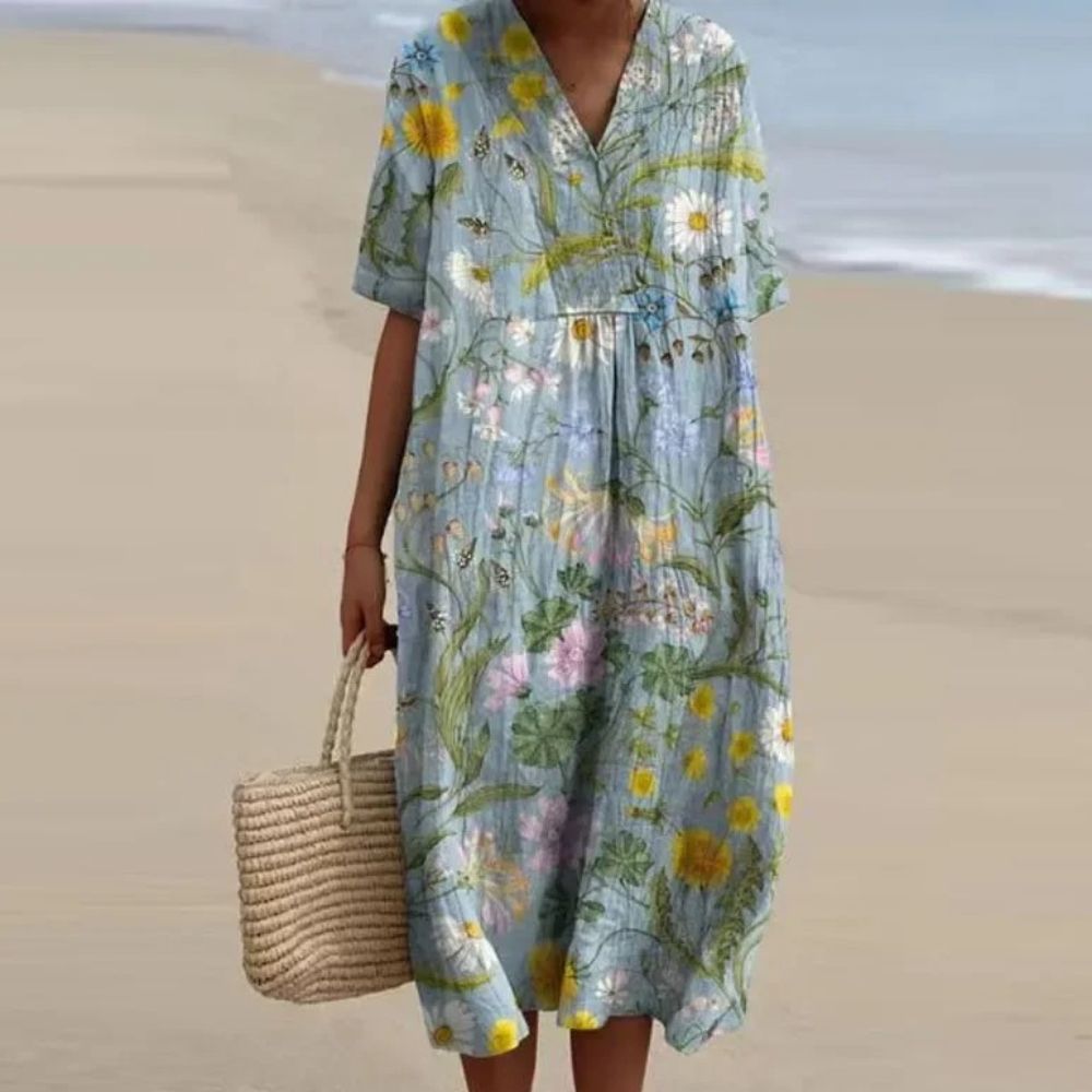 Helena | Soft Leaf Print Dress