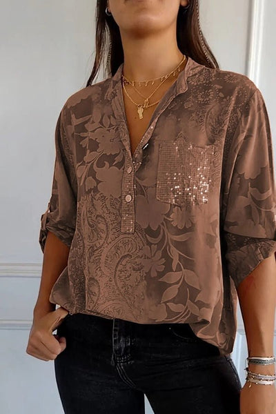 Angela | Floral Sequin Blouse