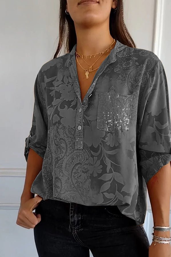 Angela | Floral Sequin Blouse