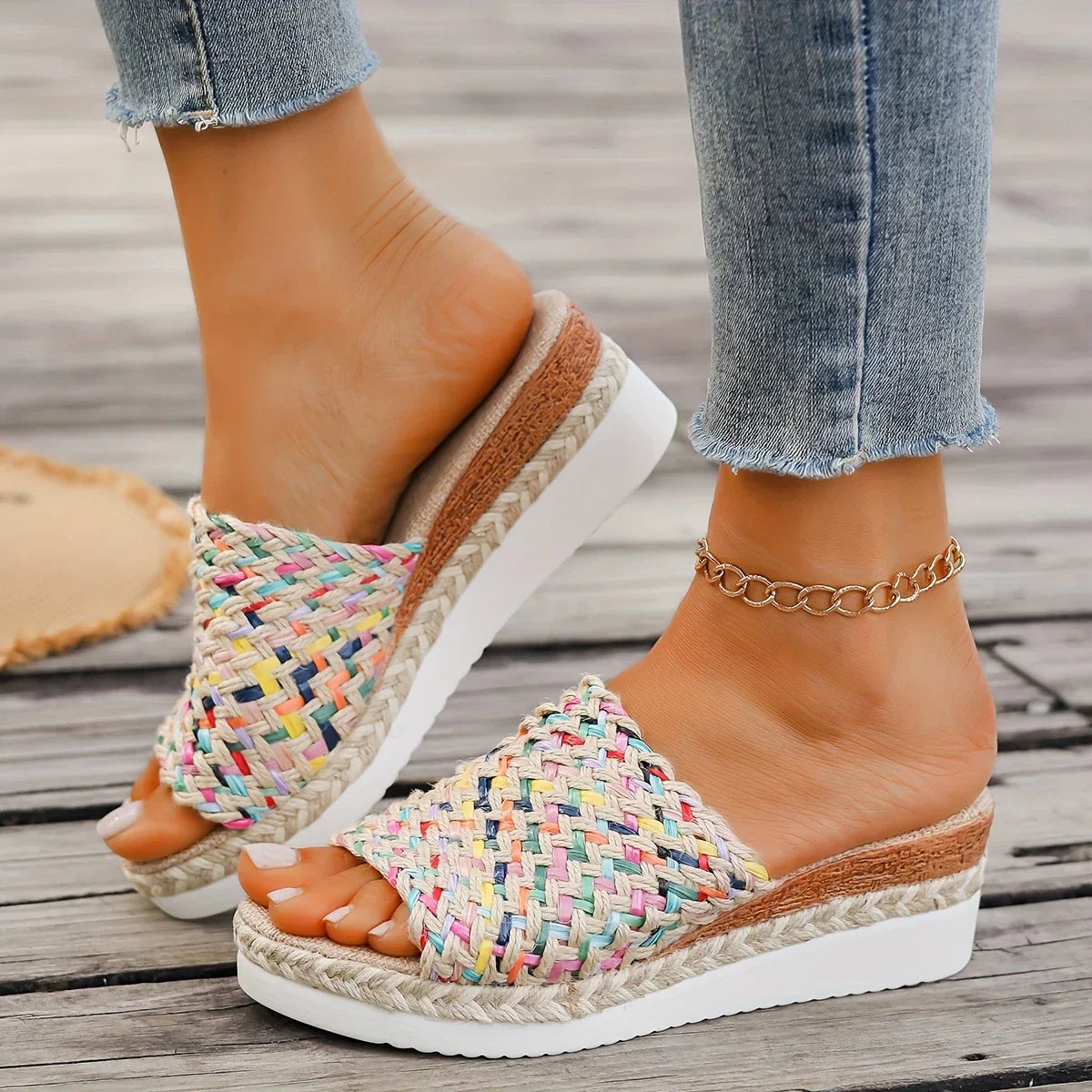 Margaret | Rainbow Weave Platform Sandal