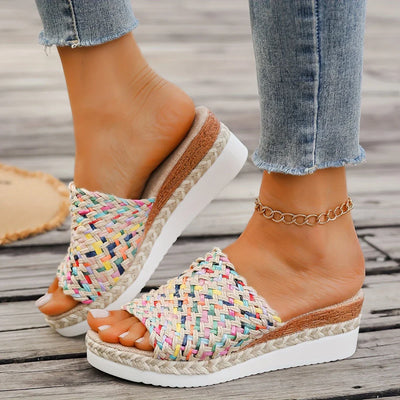 Margaret | Rainbow Weave Platform Sandal