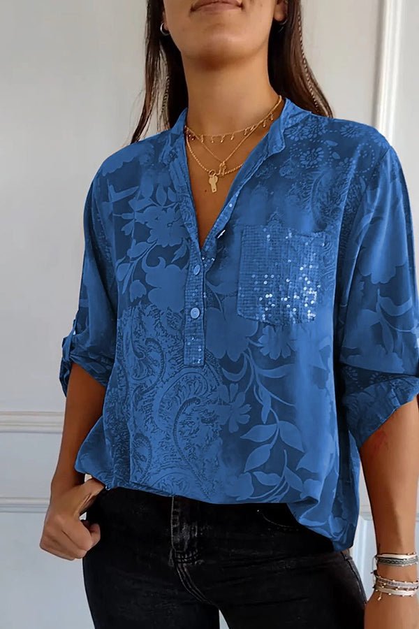 Angela | Floral Sequin Blouse