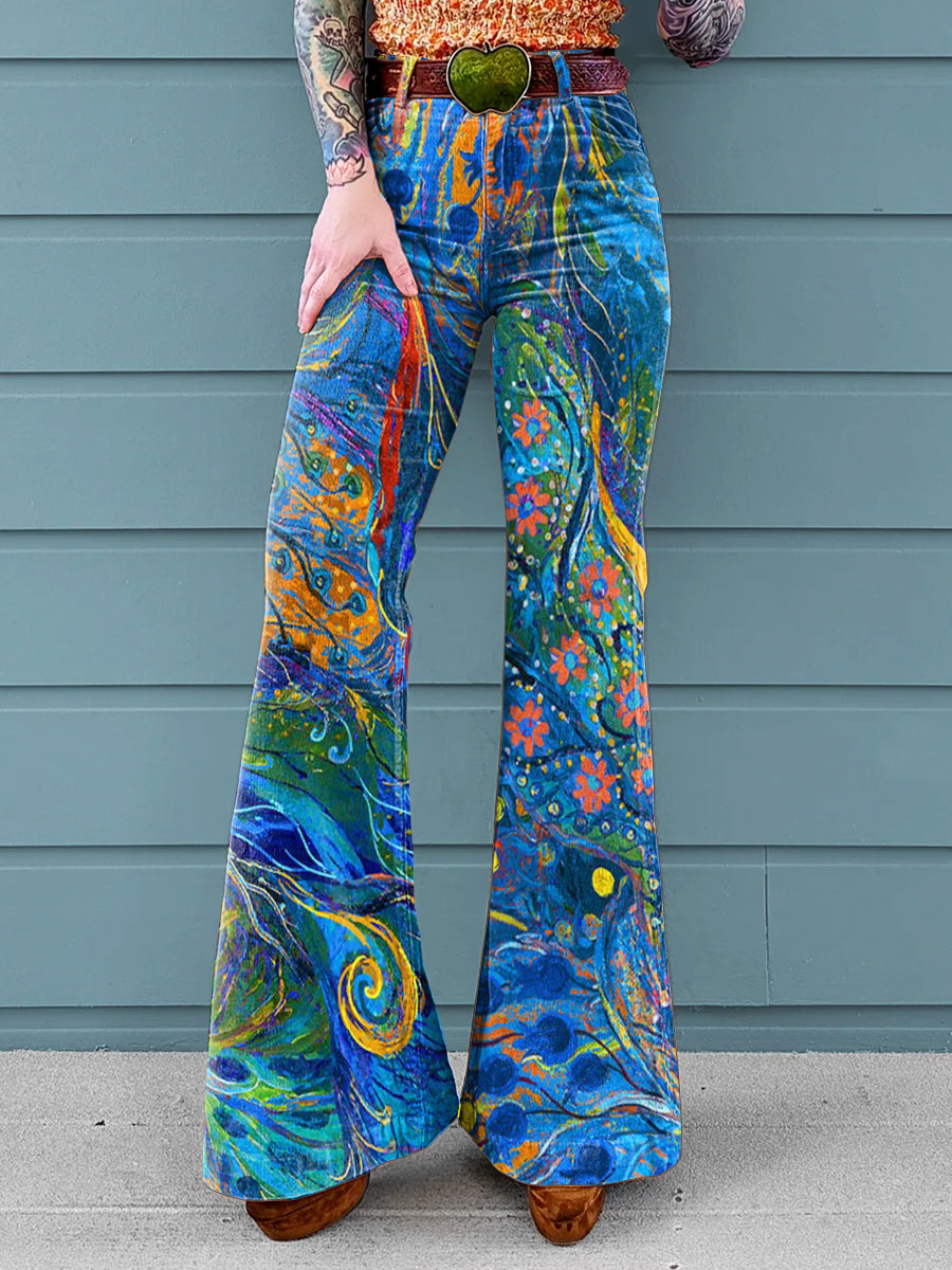 Layla | Abstract Art Wide-Leg Pants