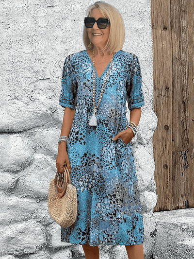 Chloe | Patterned V-Neck Midi Dress