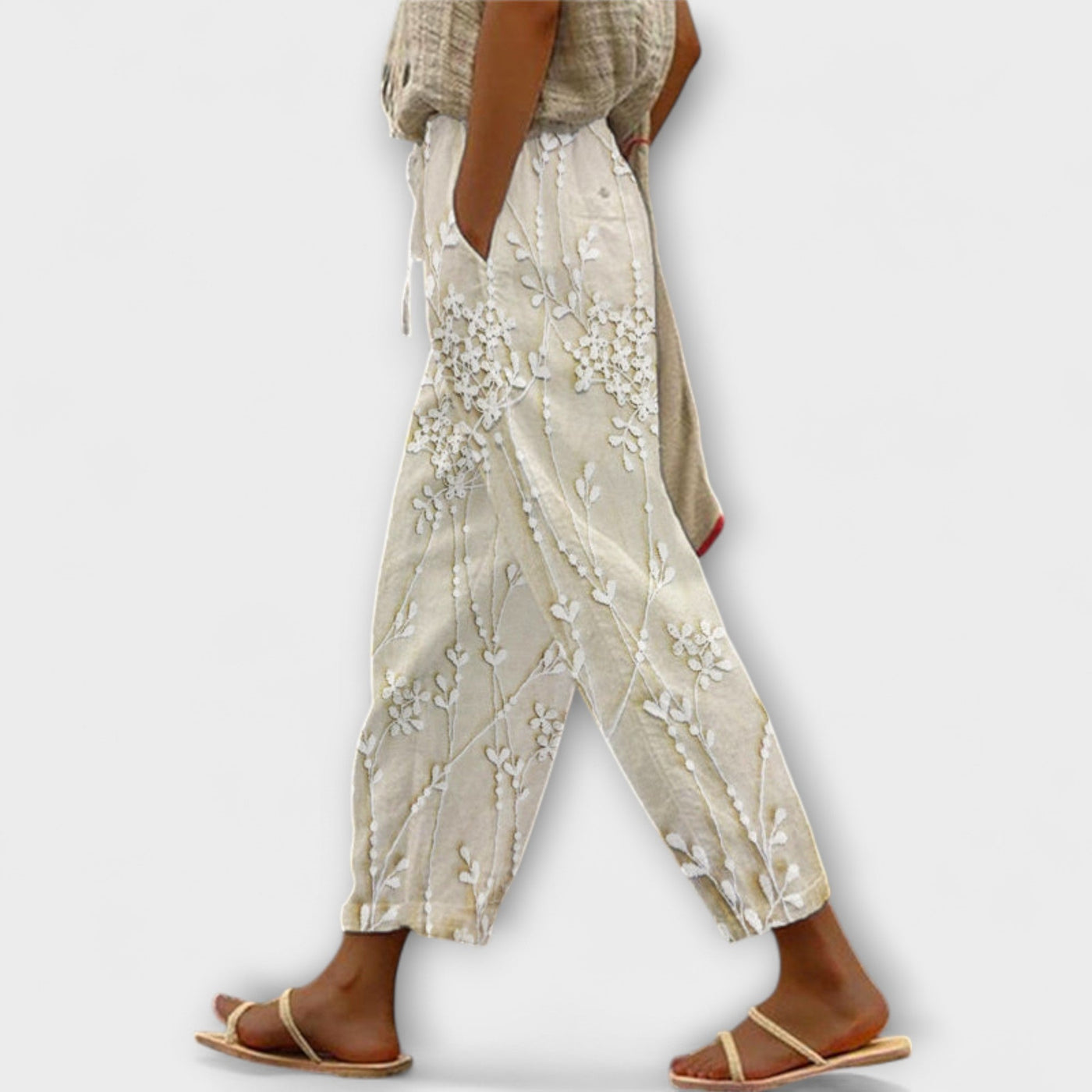 Bonnie | Embroidered Linen Pants