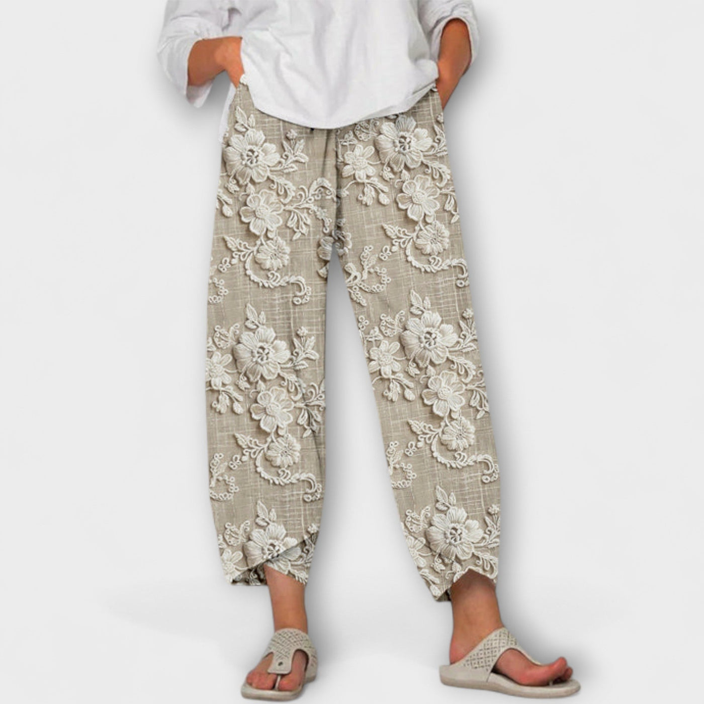 Clara | Lace Embroidered Relaxed Pants