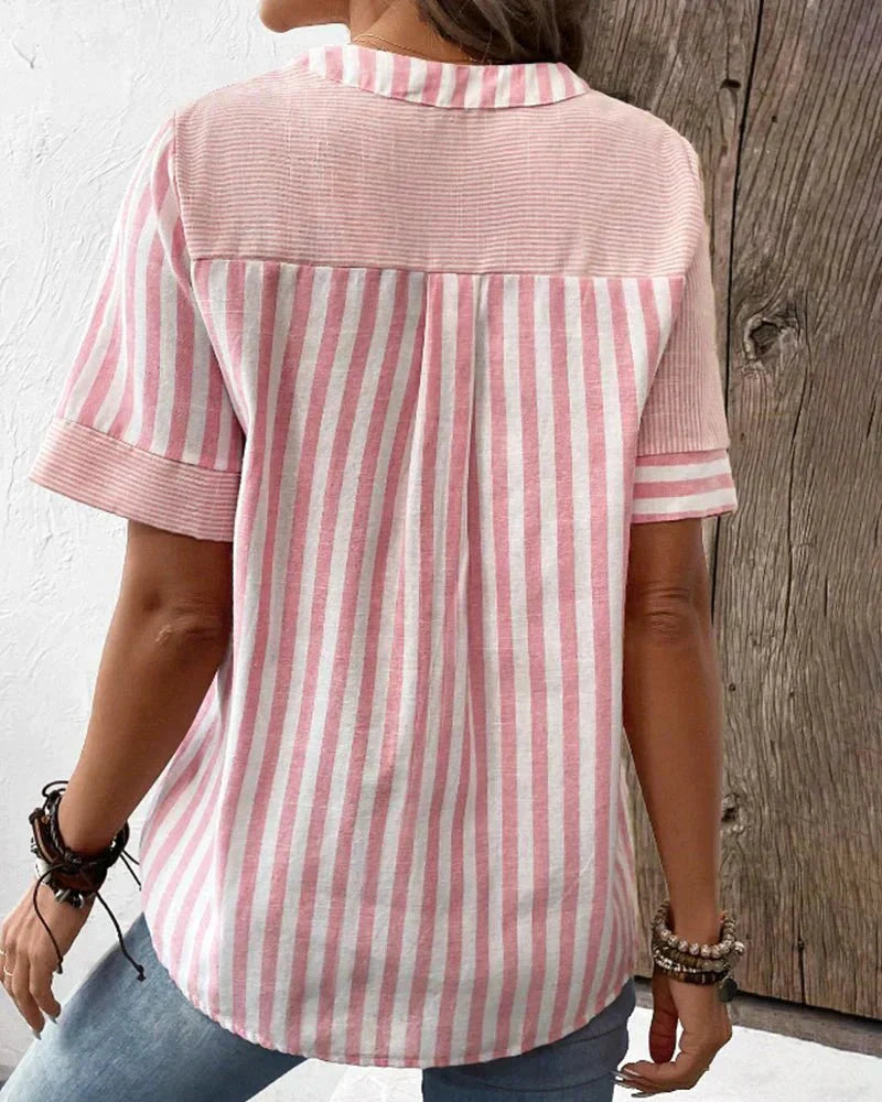 Brianna | Striped Button Blouse