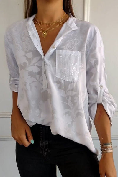 Angela | Floral Sequin Blouse