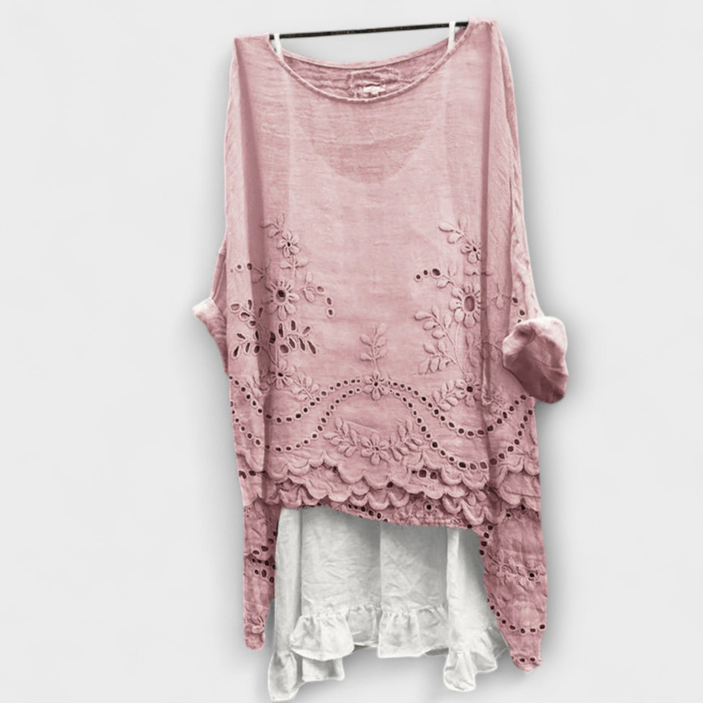 Brooke | Embroidered Hem Lace Blouse