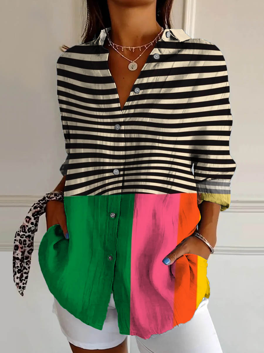Matilda | Striped Colorblock Blouse