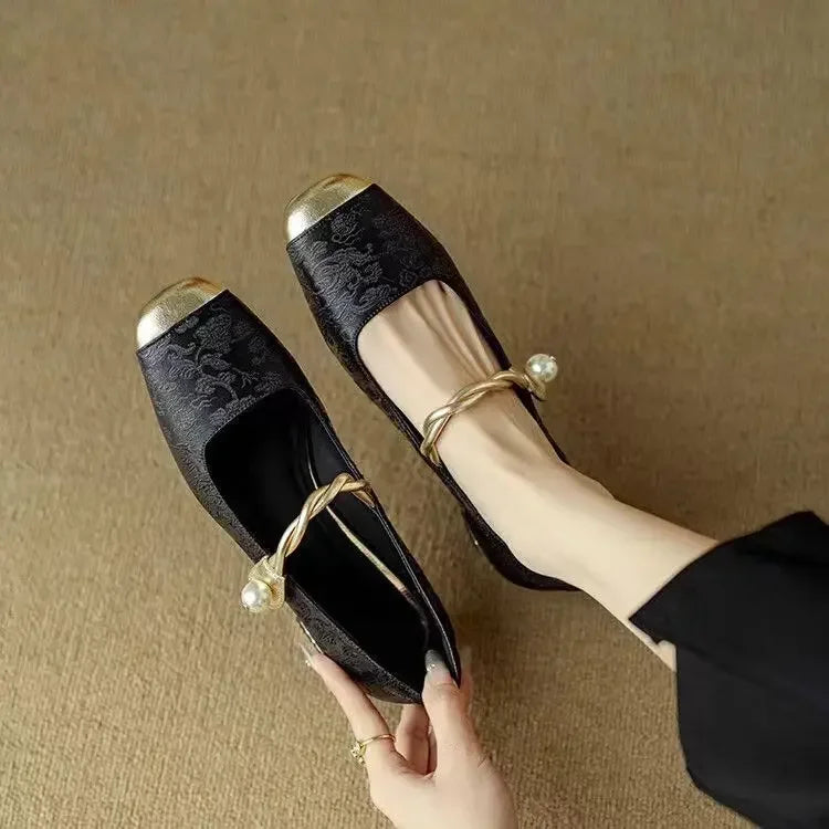 Courtney | Elegant Pearl Strap Flats