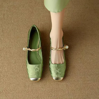 Courtney | Elegant Pearl Strap Flats