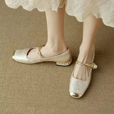 Courtney | Elegant Pearl Strap Flats