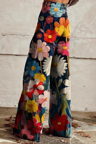 Adalyn | Retro Floral Wide-Leg Pants