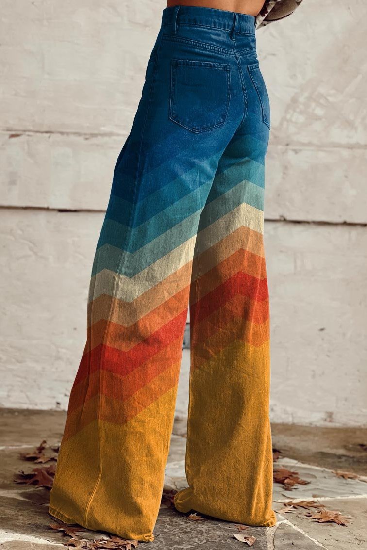 Brinley | Retro Chevron Wide-Leg Pants