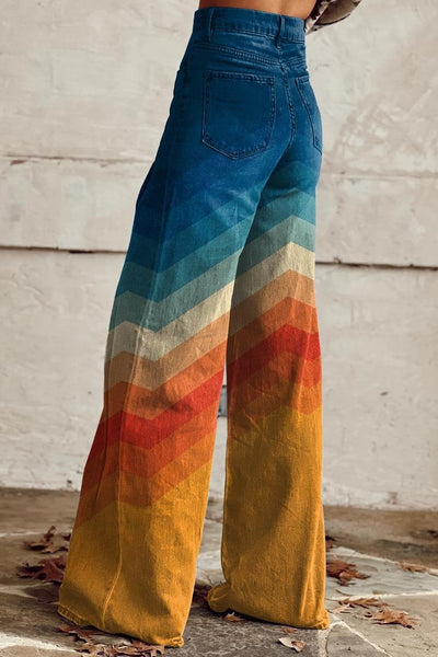Brinley | Retro Chevron Wide-Leg Pants