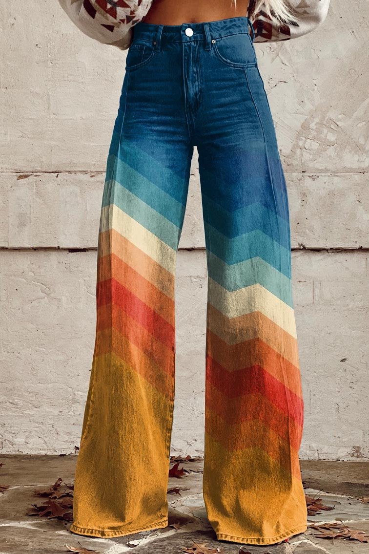 Brinley | Retro Chevron Wide-Leg Pants