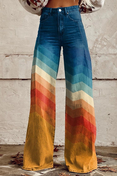 Brinley | Retro Chevron Wide-Leg Pants