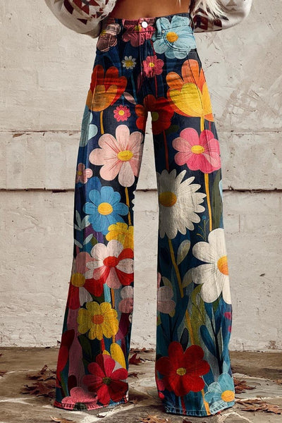 Adalyn | Retro Floral Wide-Leg Pants