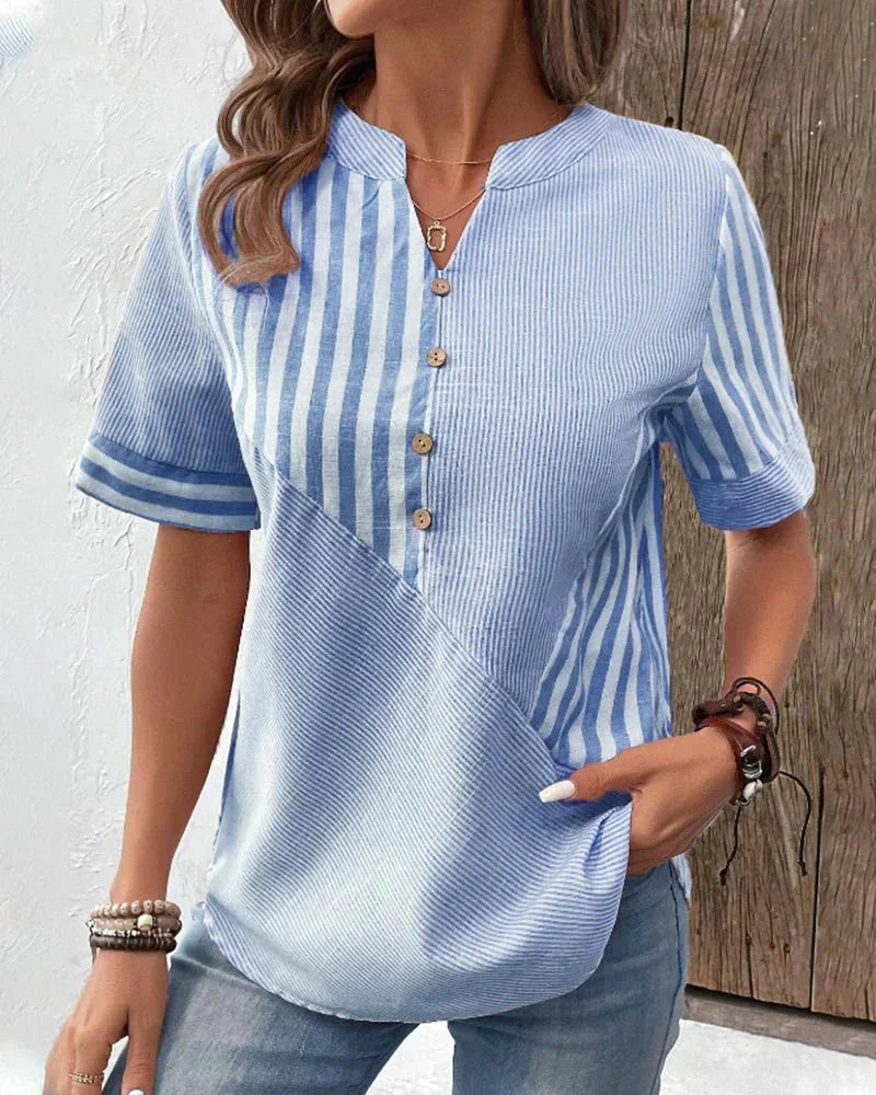 Brianna | Striped Button Blouse