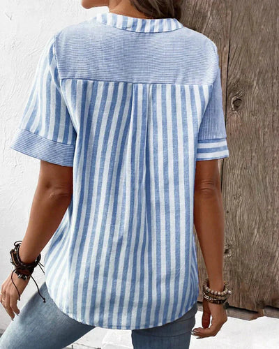 Brianna | Striped Button Blouse