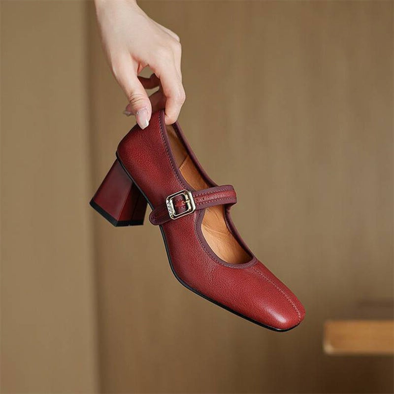 Holly | Square-Toe Mary Jane Heels
