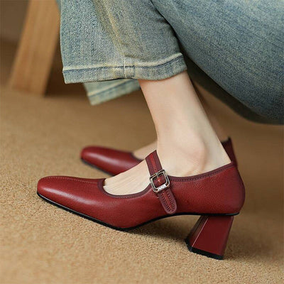 Holly | Square-Toe Mary Jane Heels