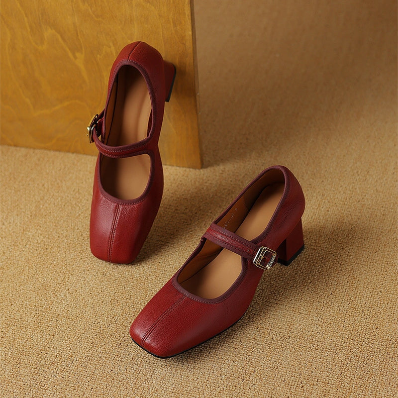 Holly | Square-Toe Mary Jane Heels