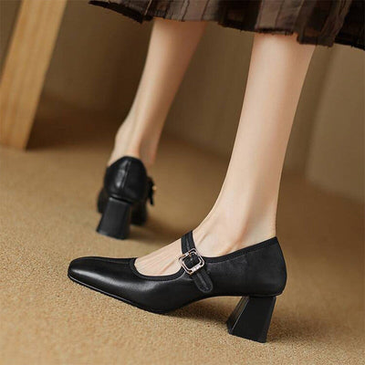 Holly | Square-Toe Mary Jane Heels