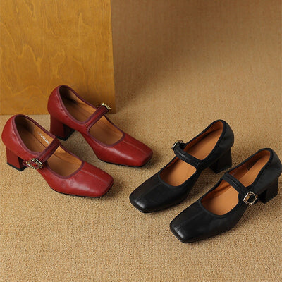 Holly | Square-Toe Mary Jane Heels