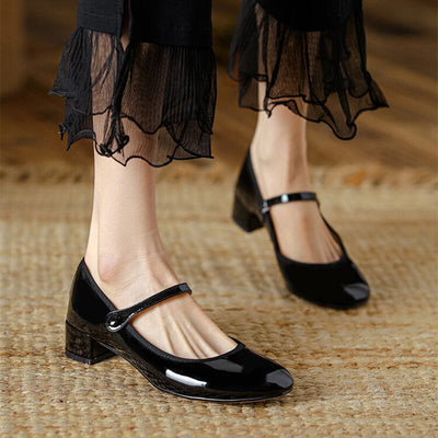 Hannah | Classic Patent Mary Jane Heels